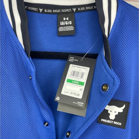 Under Armour Project Rock Mesh Varsity Blue Jacket Mens Size Large (1377437-471) - Picture 6 of 9
